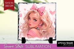 Valentine Girl Slate PNG - Valentines Day Square Slate Product Image 1