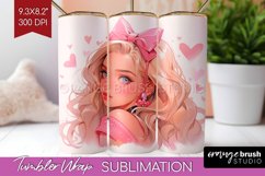 Valentine Girl Tumbler Wrap - Valentines Day Tumbler PNG Product Image 1