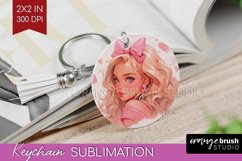 Valentine Girl Keychain PNG - Valentines Day Keychain Product Image 1