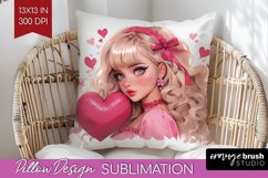 Valentine Girl Pillow Sublimation - Valentines Day Pillow Product Image 1