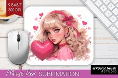 Valentine Girl Mouse Pad Sublimation - Valentines Day PNG Product Image 1