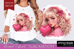 Valentine Girl Round Tshirt Background - Valentines Day PNG Product Image 1