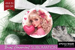 Valentine Girl Ornament PNG - Valentines Day PNG Sublimation Product Image 1