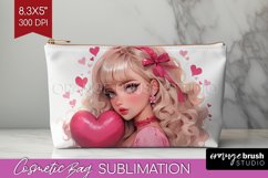Valentine Girl Cosmetic Bag - Valentines Day Makeup Bag PNG Product Image 1