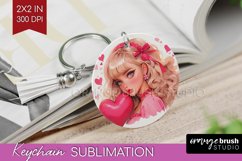 Valentine Girl Keychain PNG - Valentines Day Keychain Product Image 1