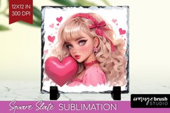 Valentine Girl Slate PNG - Valentines Day Square Slate Product Image 1