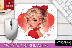 Valentine Girl Mouse Pad Sublimation - Valentines Day PNG Product Image 1