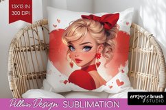 Valentine Girl Pillow Sublimation - Valentines Day Pillow Product Image 1