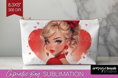 Valentine Girl Cosmetic Bag - Valentines Day Makeup Bag PNG Product Image 1