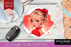 Valentine Girl Car Coaster - Valentines Day Coaster PNG Product Image 1