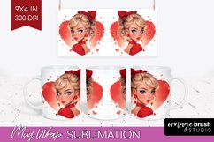 Valentine Girl Mug Wrap - Valentines Day Mug PNG Sublimation Product Image 1