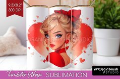 Valentine Girl Tumbler Wrap - Valentines Day Tumbler PNG Product Image 1