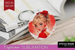 Valentine Girl Keychain PNG - Valentines Day Keychain Product Image 1