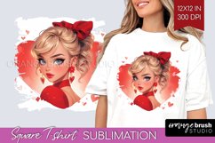 Valentine Girl Square Tshirt Background - Valentines Day PNG Product Image 1