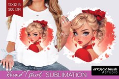 Valentine Girl Round Tshirt Background - Valentines Day PNG Product Image 1