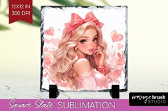 Valentine Girl Slate PNG - Valentines Day Square Slate Product Image 1