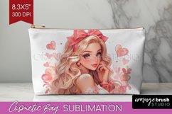 Valentine Girl Cosmetic Bag - Valentines Day Makeup Bag PNG Product Image 1