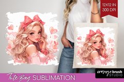 Valentine Girl Tote Bag - Valentines Day Tote Bag PNG Product Image 1