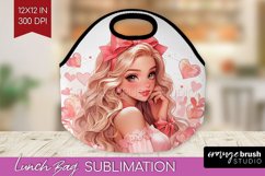 Valentine Girl Lunch Bag - Valentines Day Lunch Bug PNG Product Image 1