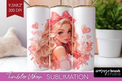 Valentine Girl Tumbler Wrap - Valentines Day Tumbler PNG Product Image 1