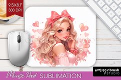 Valentine Girl Mouse Pad Sublimation - Valentines Day PNG Product Image 1