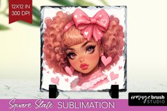 Valentine Girl Slate PNG - Valentines Day Square Slate Product Image 1