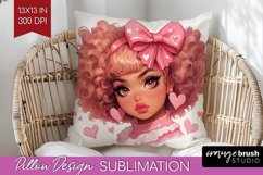 Valentine Girl Pillow Sublimation - Valentines Day Pillow Product Image 1