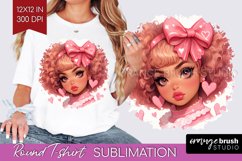Valentine Girl Round Tshirt Background - Valentines Day PNG Product Image 1