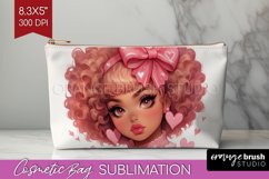 Valentine Girl Cosmetic Bag - Valentines Day Makeup Bag PNG Product Image 1