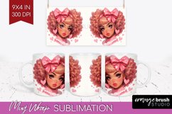 Valentine Girl Mug Wrap - Valentines Day Mug PNG Sublimation Product Image 1