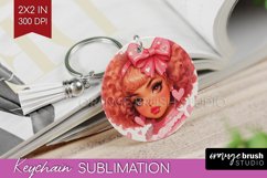 Valentine Girl Keychain PNG - Valentines Day Keychain Product Image 1