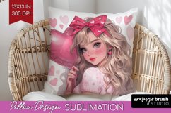 Valentine Girl Pillow Sublimation - Valentines Day Pillow Product Image 1
