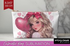 Valentine Girl Cosmetic Bag - Valentines Day Makeup Bag PNG Product Image 1