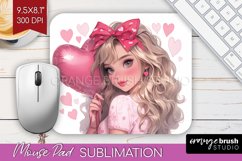 Valentine Girl Mouse Pad Sublimation - Valentines Day PNG Product Image 1