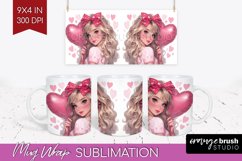 Valentine Girl Mug Wrap - Valentines Day Mug PNG Sublimation Product Image 1