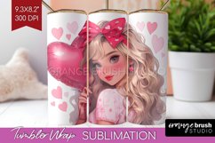 Valentine Girl Tumbler Wrap - Valentines Day Tumbler PNG Product Image 1