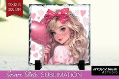 Valentine Girl Slate PNG - Valentines Day Square Slate Product Image 1