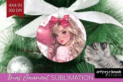 Valentine Girl Ornament PNG - Valentines Day PNG Sublimation Product Image 1