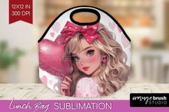 Valentine Girl Lunch Bag - Valentines Day Lunch Bug PNG Product Image 1