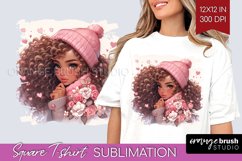 Valentine Girl Square Tshirt Background - Valentines Day PNG Product Image 1