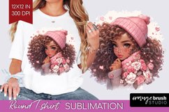 Valentine Girl Round Tshirt Background - Valentines Day PNG Product Image 1