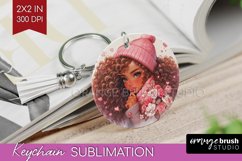 Valentine Girl Keychain PNG - Valentines Day Keychain Product Image 1
