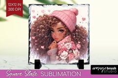 Valentine Girl Slate PNG - Valentines Day Square Slate Product Image 1