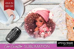 Valentine Girl Car Coaster - Valentines Day Coaster PNG Product Image 1