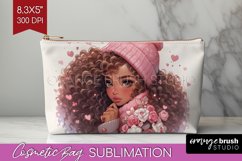 Valentine Girl Cosmetic Bag - Valentines Day Makeup Bag PNG Product Image 1