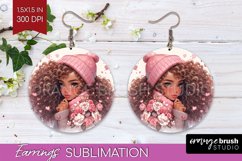 Valentine Girl Round Earrings - Valentines Day PNG Product Image 1