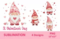 Cute Gnomes sublimation, St Valentine's holiday design Product Image 1