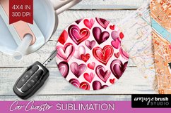 Hearts Car Coaster - Valentines Day Coaster PNG Sublimation Product Image 1