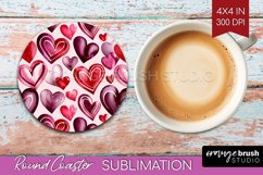 Hearts Round Coaster - Valentines Day Coaster PNG Product Image 1