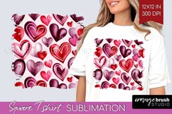 Hearts Square Tshirt Background - Valentines Day PNG Product Image 1
